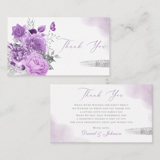 ボホモダンウォーター色フローラベビーショウサンキュー エンクロージャーカード (正面/裏面)