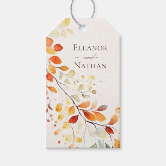 ボホモダンウォーター色紅葉結婚ズ ギフトタグ (正面)