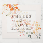 ボホモダンウォーター色紅葉結婚ズ スパークリングワインラベル (シングルラベル)