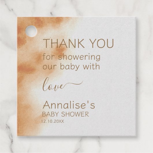 ボホモダンウォーター色絞り染めベビーシャワーベージュ フェイバータグ (正面)