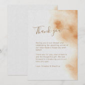 ボホモダンウォーター色絞り染めベージュベビーシャワー サンキューカード (正面/裏面)