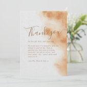 ボホモダンウォーター色絞り染めベージュベビーシャワー サンキューカード (スタンド正面)