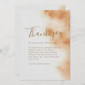 ボホモダンウォーター色絞り染めベージュベビーシャワー サンキューカード (正面/裏面)