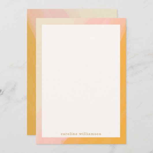 ボホモダンウータカラーピンク黄パーソナライズされた色 ノートカード (正面/裏面)