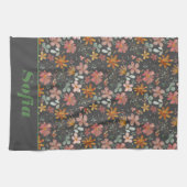 ボホモダンウ山花ピンク黄色灰色 キッチンタオル (横)