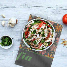 ボホモダンウ山花ピンク黄色灰色 キッチンタオル