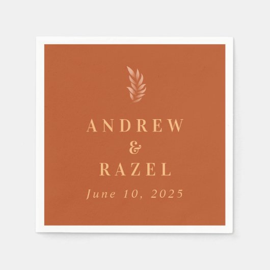 ボホモダンエレガントの結婚葉 スタンダードカクテルナプキン (正面)