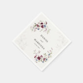 ボホモダンエレガントブルゴーニュフローラ結婚ズ スタンダードカクテルナプキン (角)