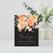 ボホモダンオレンジピーチアンドブラックフローラズ結婚 サンキューカード (スタンド正面)