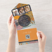 ボホモダンオレン結婚ジュ オールインワン招待状 (貼ってはがせる)