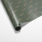 ボホモダンクリスマスグリーンと金ゴールドパイン ラッピングペーパー