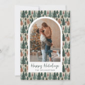 ボホモダンクリスマスツリーパターンアーチ写真 シーズンカード (正面)