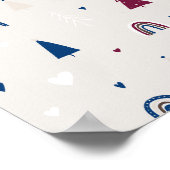 ボホモダンクリスマスブルー&ベージュウォールアートプリント ポスター (角)