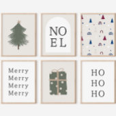 ボホモダンクリスマスブルー&ベージュウォールアートプリント ポスター