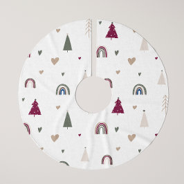 ボホモダンクリスマスレインボーとハートツリースカート ブラッシュドポリエステルツリースカート