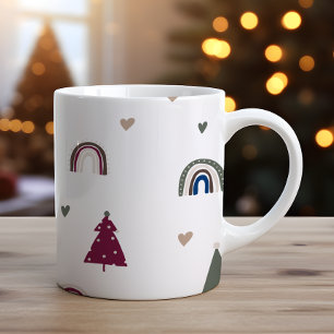 ボホモダンクリスマスレインボーアンドハートプリント コーヒーマグカップ