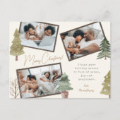 ボホモダンクリスマス3フォトコラージュ松の木 シーズンポストカード (正面)