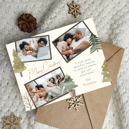 ボホモダンクリスマス3フォトコラージュ松の木 シーズンポストカード