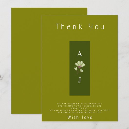 ボホモダングリーンフラット結婚ズサンキューカード サンキューカード (正面/裏面)