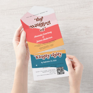 ボホモダングルービーレトロ70結婚s オールインワン招待状