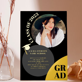 ボホモダンサークルブラックシック5写真卒業 箔招待状