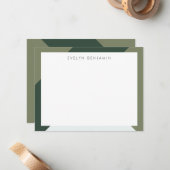 ボホモダンシックセージ&パイングリーンパター縁どン ノートカード (正面/裏面インサイチュ)