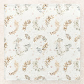 ボホモダンシックニュートラルベージュブラウン離れズ ガラスコースター (正面)