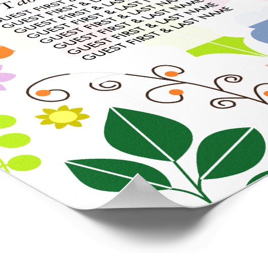 ボホモダンシックフローラの結婚シーティングチャート ポスター (角)