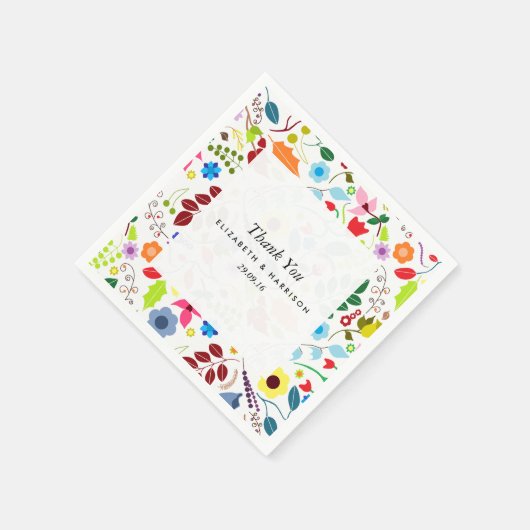 ボホモダンシックフローラ結婚ズ スタンダードカクテルナプキン (角)