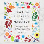 ボホモダンシックフローラ結婚ズ ワインラベル (シングルラベル)