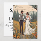 ボホモダンシック秋日付カードを保存 招待状 (正面/裏面)