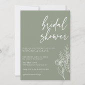 ボホモダンセージグリーンフォトブライダルシャワーミニマル 招待状 (正面)