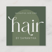 ボホモダンセージグリーンユニーク美容師サロン スクエア名刺 (正面)