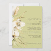 ボホモダンセージ緑のパンパスグラス蘭結婚蘭 招待状 (正面)