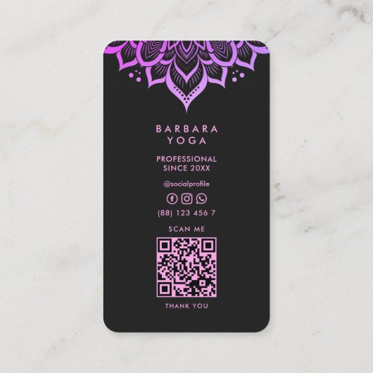 ボホモダンタロットパープルマンダラスピリチュアルロータス 名刺 (裏面)