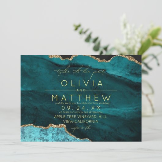 ボホモダンターコイズ結婚の写真招待状 招待状 (スタンド正面)