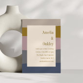 ボホモダンダスティマウヴ金ゴールドベージュストライプのス結婚ズ 招待状