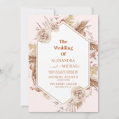 ボホモダンテラコッタパンパスグラス結婚ズ 招待状 (正面)