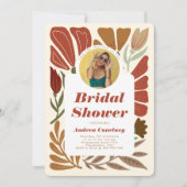 ボホモダンテラコッタフローラブライダルシャワー写真 招待状 (正面)