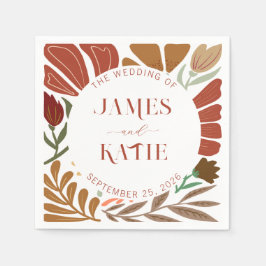 ボホモダンテラコッタレトロフローラ結婚ズ スタンダードカクテルナプキン