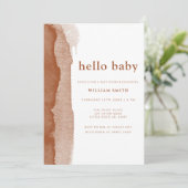 ボホモダンテラコッタ抽象芸術ボーイベビーシャワー 招待状 (スタンド正面)