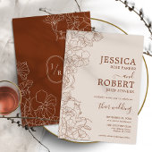 ボホモダンテラコッタ結婚のミニマリスト 招待状