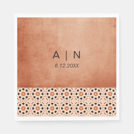 ボホモダンテラコッタ結婚タイル スタンダードランチョンナプキン (正面)