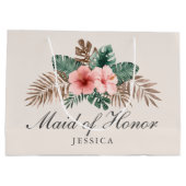 ボホモダントロピカルリーフメイド・オブ・オーナー（花嫁付き添い人） ラージペーパーバッグ (裏面)