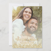 ボホモダンネイビー青金ゴールド植物写真結婚ズ セーブザデート (裏面)