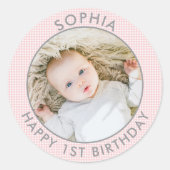 ボホモダンハッピーファーストバースデーフォトカワイイ ラウンドシール (正面)