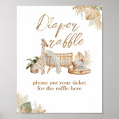 ボホモダンハートフォントベビーシャワーオムツ ポスター (正面)