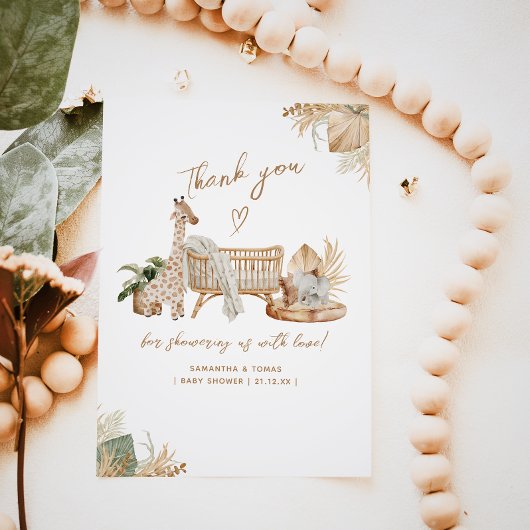 ボホモダンハート男女兼用ベビーシャワー サンキューカード