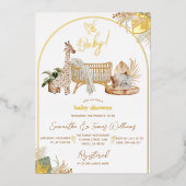 ボホモダンハート男女兼用ベビーシャワー 箔招待状 (正面)