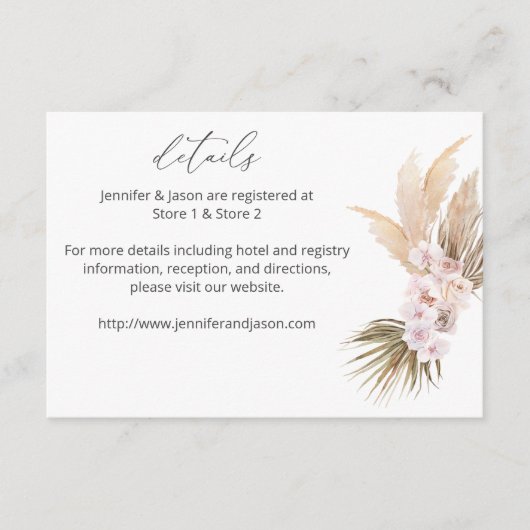 ボホモダンパンパスグラスビーチフローラ詳細LG エンクロージャーカード (正面)